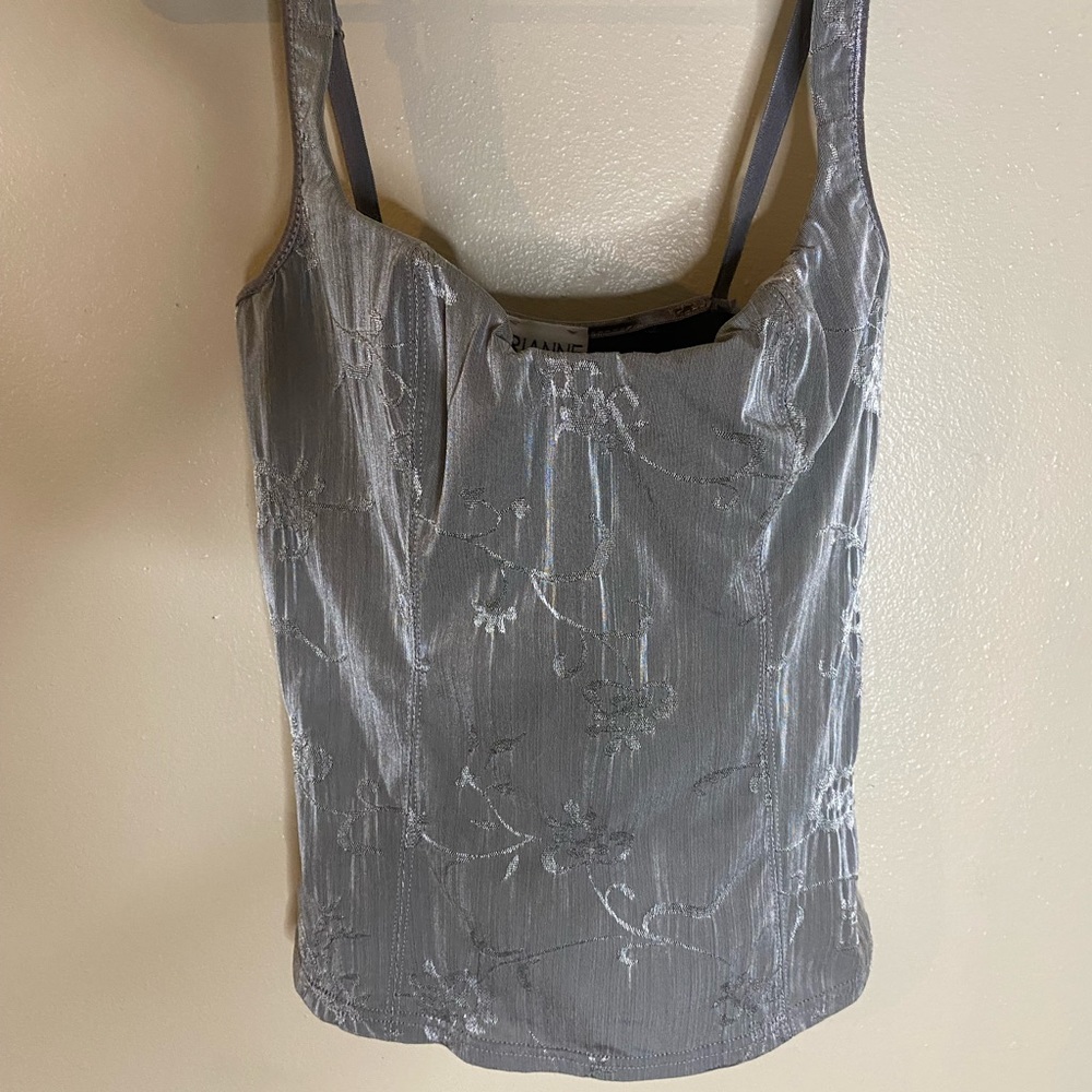 Silk gray floral tank top